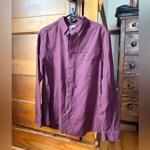 L.L. Bean Maroon Checkered Button Down Shirt